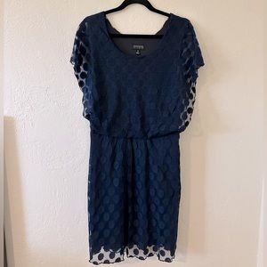 Enfocus Studio Navy Polka dot Dress